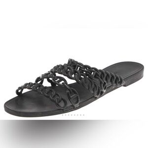Hermes Black Jelly And Rubber D'ancre Chaine Flat Sandals